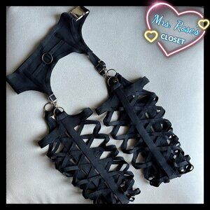 Black Garter with Footless Leggings Size Medium